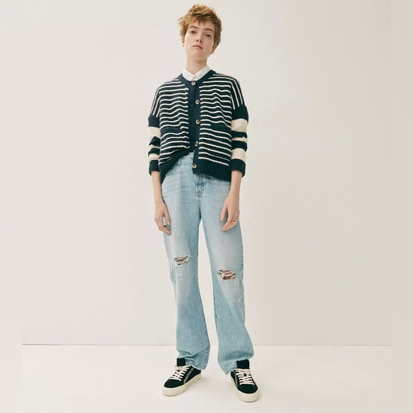 Madewell Sweaters - MADEWELL Stripe-Play Colburne Cardigan Sweater in Coziest Textured Yarn